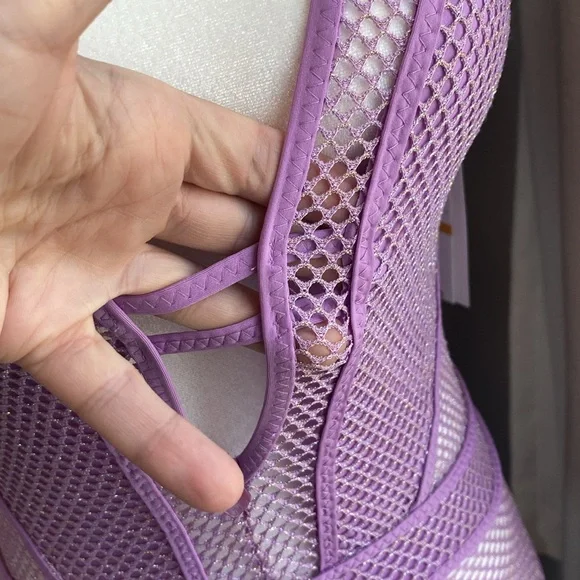 NEW Becca Plunge Metallic Mesh Swimsuit - Picture 5 of 9